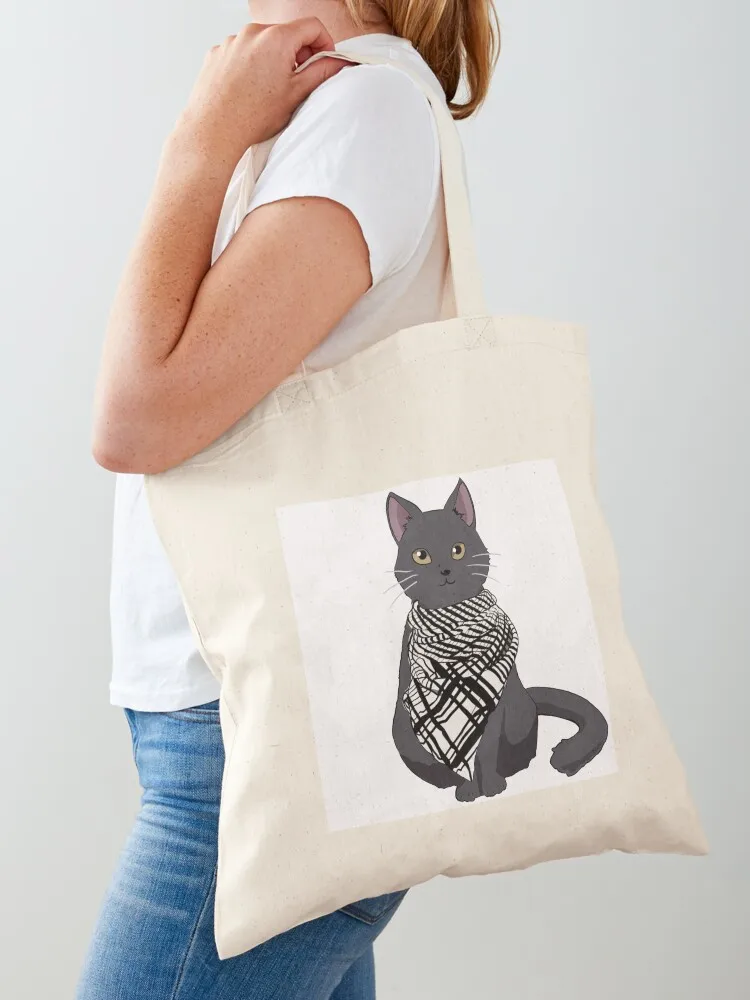 

Arabic cat wearing keffiyeh Catffiyeh Tote Bag Canvas bag shoping bag Gift Women's beach bags