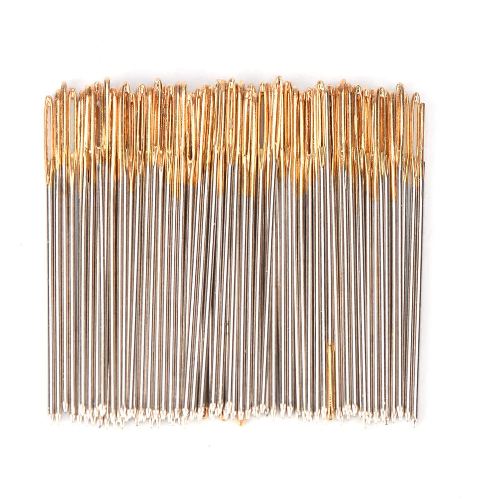 New-100PCS #24 Golden Silver Tail Embroidery Fabric Cross Sew Needles Size 24 For 11CT