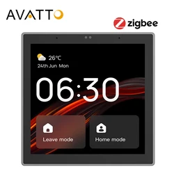 AVATTO 4 pollici Touch Tuya ZigBee 3.0 Scene Switch Smart Central Control,Build in Wireless Zigbee Gateway Hub, alexa Voice Control