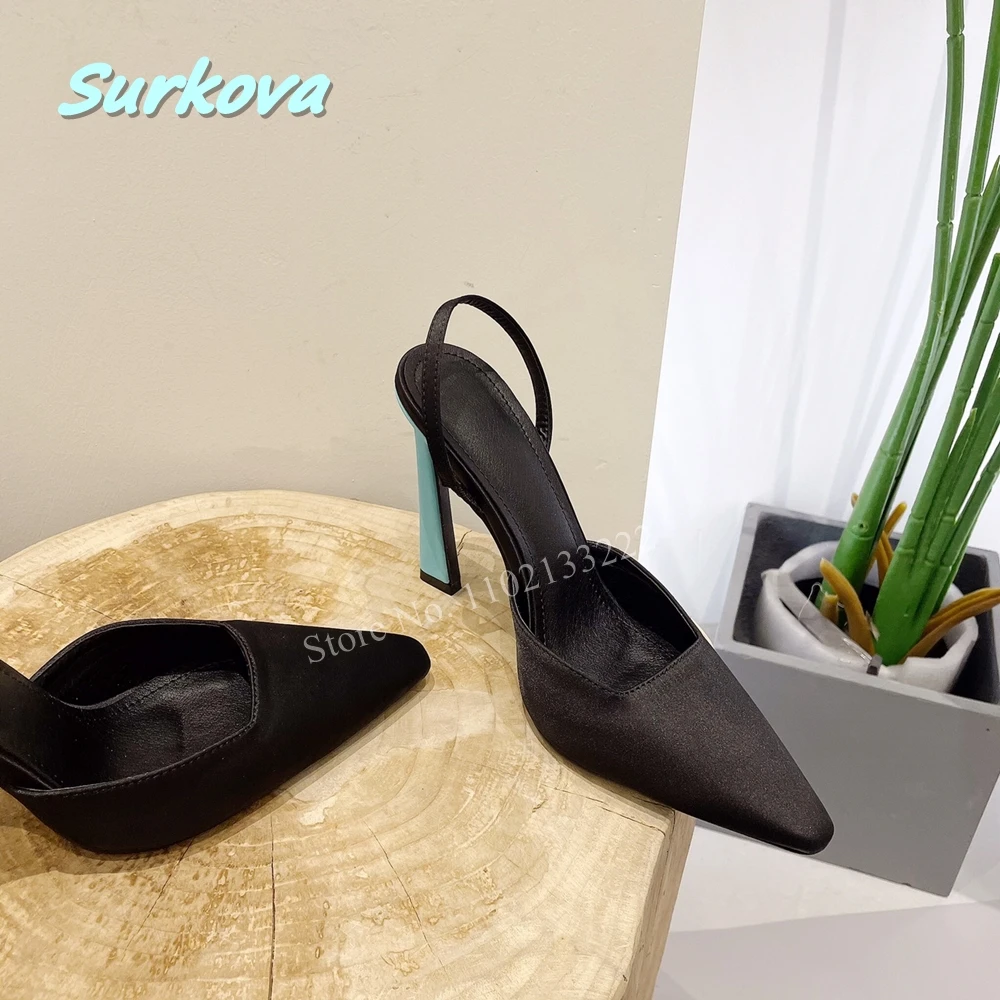 Summer Shaped Heel Slip-on Pumps Mixed Colors Pointed Toe Luxury Safty Work For Women Sandals Summer Fashion Sexy Dress Shoes