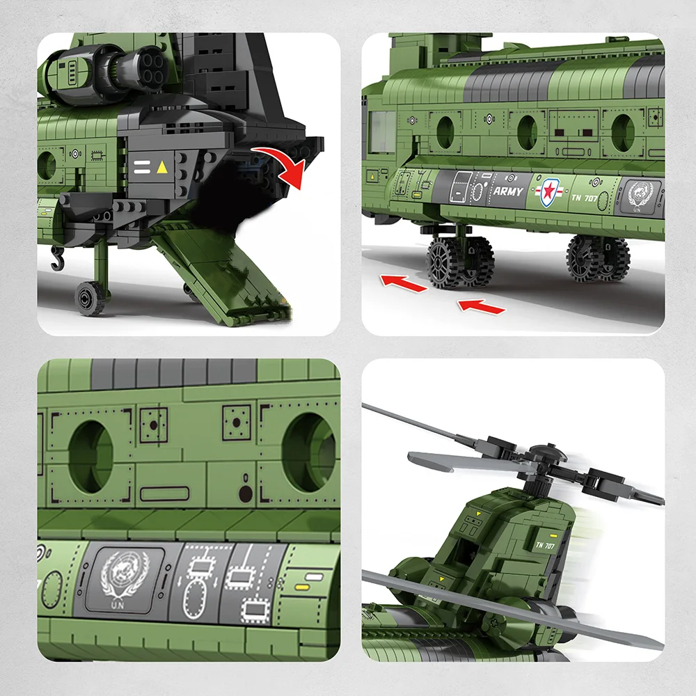 Aircraft Series Chinook Helicopter Building Blocks Model Famous WWII Military Fighter MOC Brick Sets Boys Toys Gift For Children