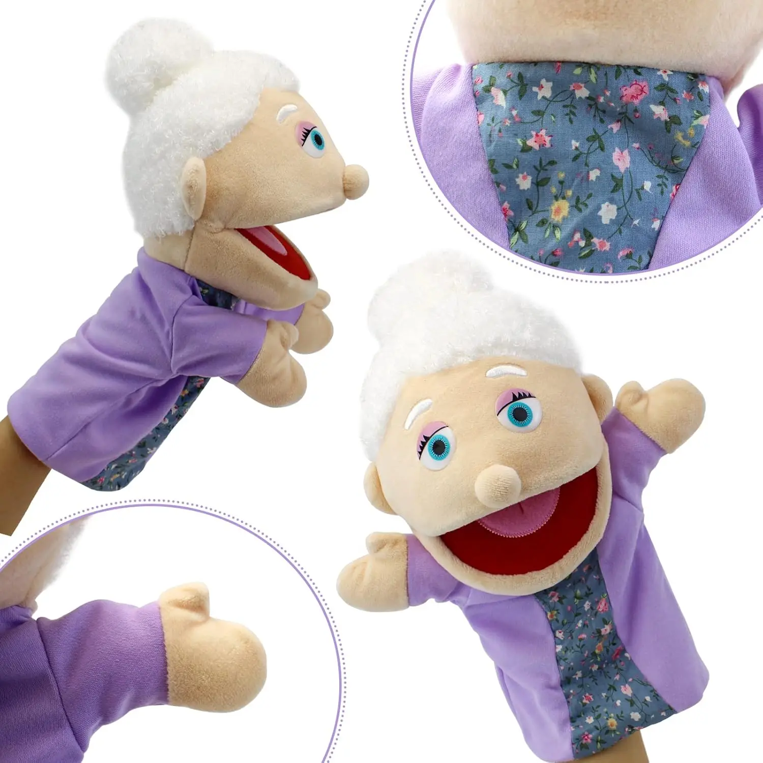 Großvater-Handpuppen – weiche Plüsch-Handpuppen, interaktives Rollenspiel-Spielzeug zum Geschichtenerzählen für Kinder, fantasievolles Spielen