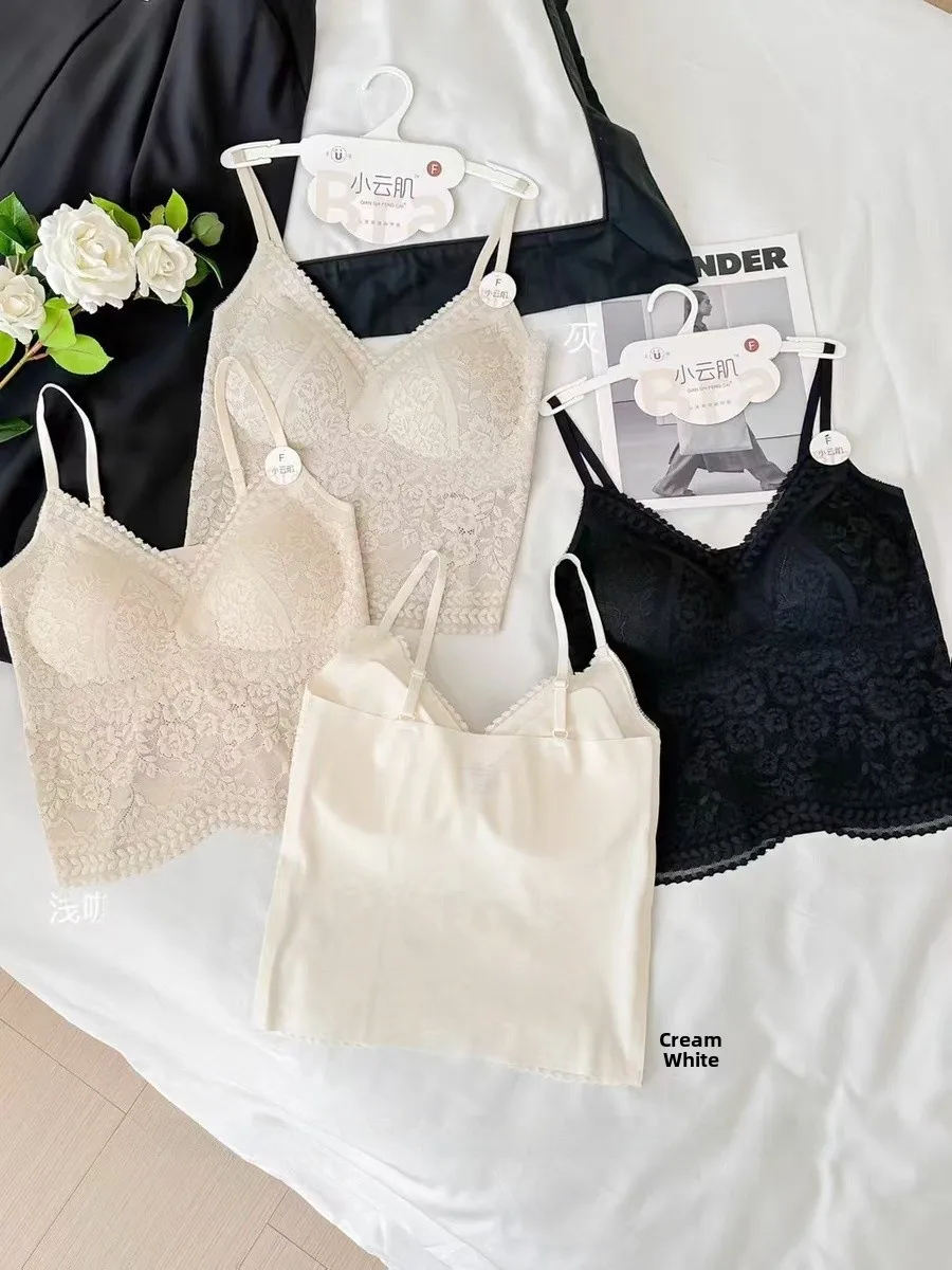 New 2025 Lace Strapless Bralette Women's Mid-Length Thin Back Beautiful Back Bra Prevent Sagging Underwear Sweet Style Nylon ...