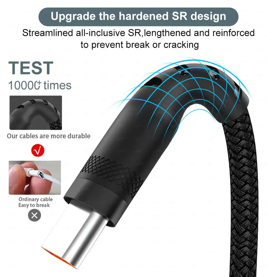 كابل شحن سريع USB Type-C ممتد بطول 3 متر و5 متر و8 متر لهواتف أندرويد، كابل بيانات لهواتف هواوي وشاومي وفيفو وأوبو ولييكو - 3