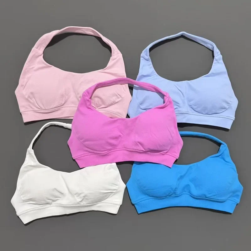 Women Sports Bra Seamless Halter Yoga Clothes Removable Cups Women Workout Clothing Gym Backless Bra Running Workout Tops image 2
