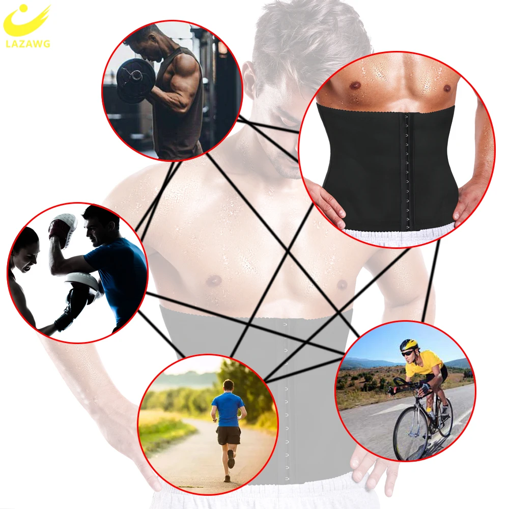 LAZAWG Waist Trainer for Men Sauna Band Weight Loss Sweat Girdle Waist Cincher Trimmer Corset Slimming Belly Belt Body Shaper