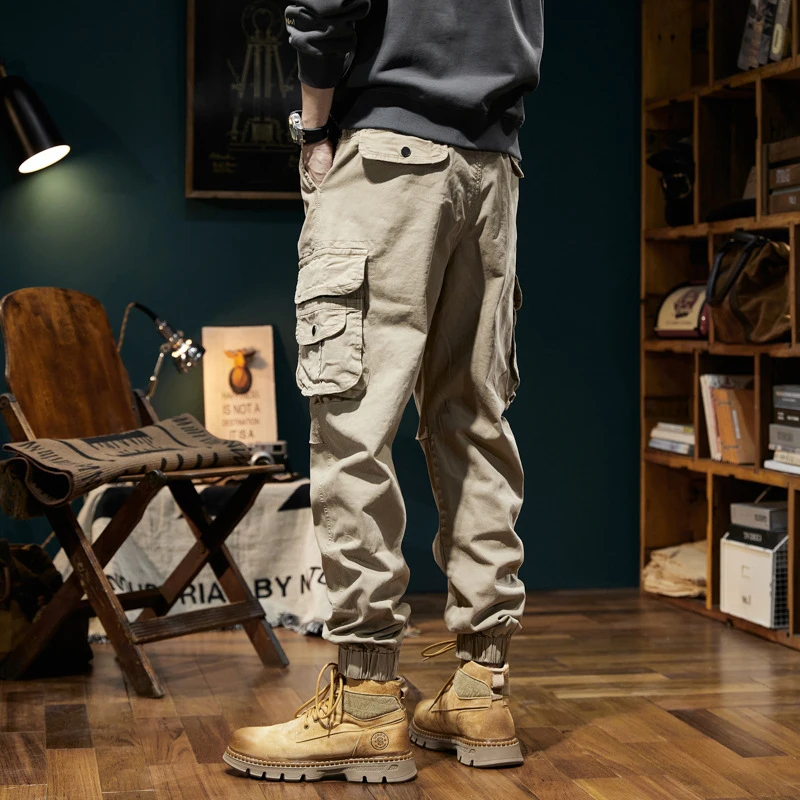 

Men's High-End Casual Loose Workwear Pants Multi Pocket Bound Leg Trendy Brand Fashionable Loose Fit Trousers