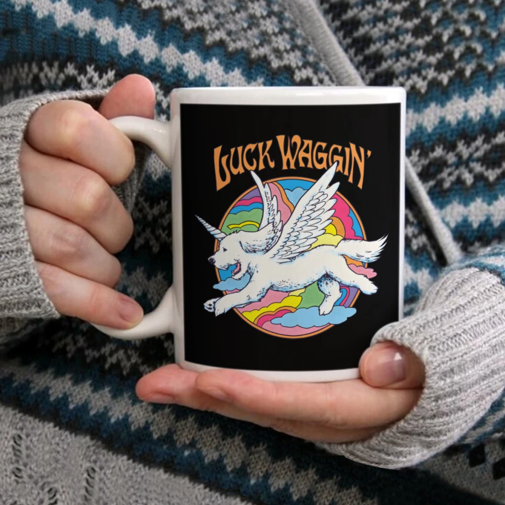 

Luck WagginCoffee Mug Tea Cup 11oz Coffee Cup Funny Birthday Ceramic Mug Personalized Cup