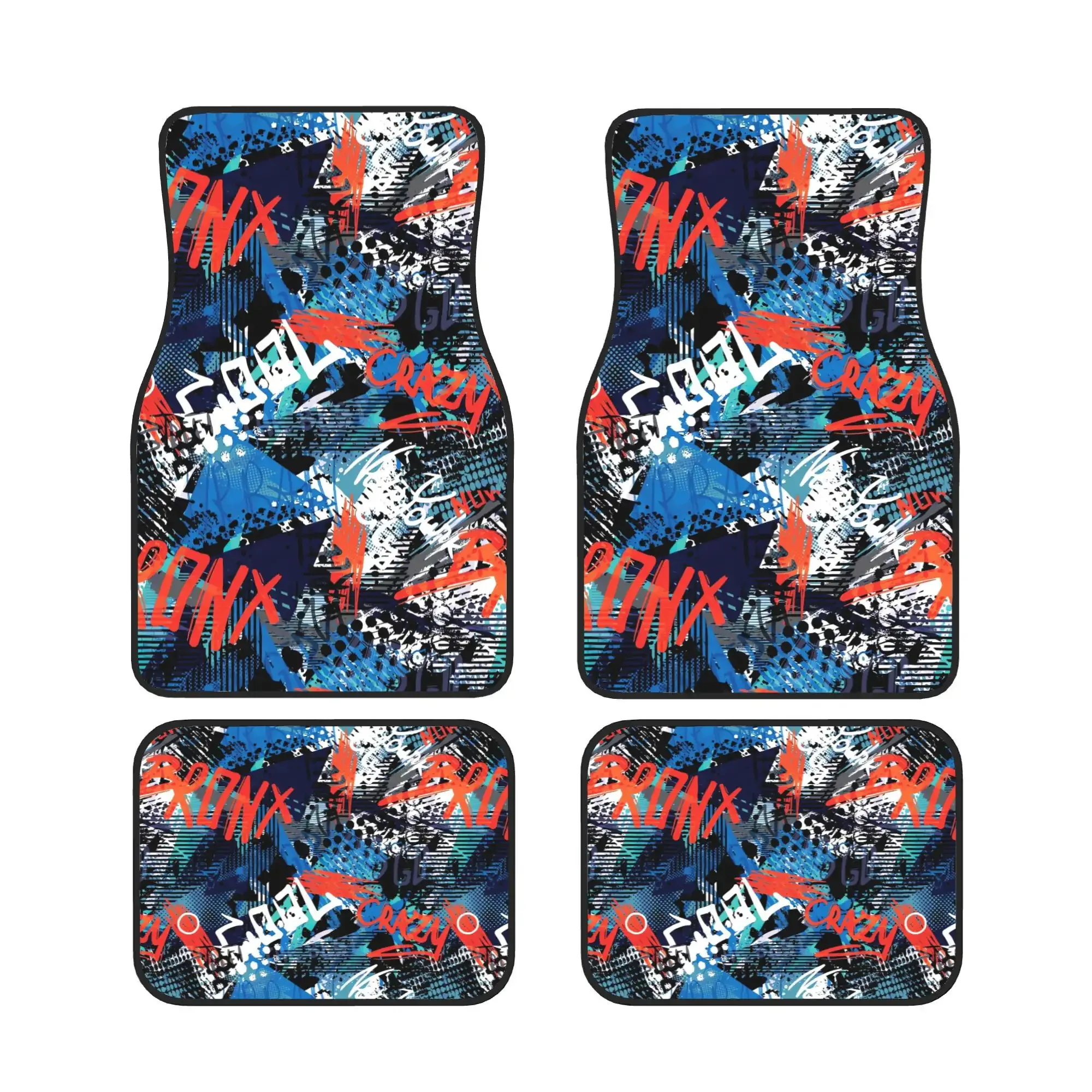 4pcs Lightning Pattern Car Floor Mats, Red Stylish Design, Ideal Choice For Trendy Drivers Who Love Dynamic Interior Style