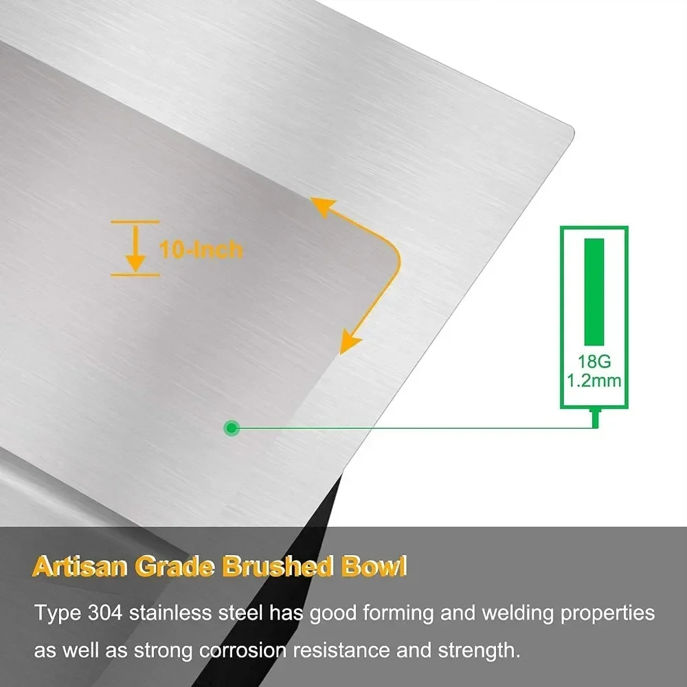 حوض مطبخ مثبت علوي مع حامي ، حوض محطة عمل للمزرعة ، مقياس 18