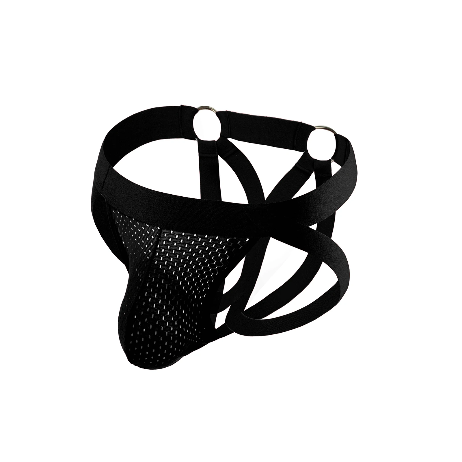 

Sexy Underwear Men Thong Jockstrap G String Mesh Bulge Pouch Man Bondage Lingerie Erotic Harness Underpants Metal Ring T-back