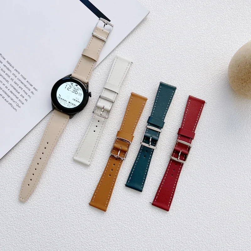 22mm Leather Strap For Samsung Galaxy Watch 3 45mm/Gear S3/Amazfit GTR 3 Smart Watch Premium Wristband For Huawei Watch 3 Pro/GT