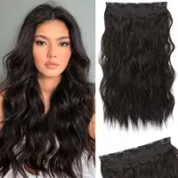Extensiones de cabello con Clip ondulado para mujer, una pieza, 5 Clips, 3/4 Clip de cabeza completa en extensiones de cabello humano 100% cabello humano Real