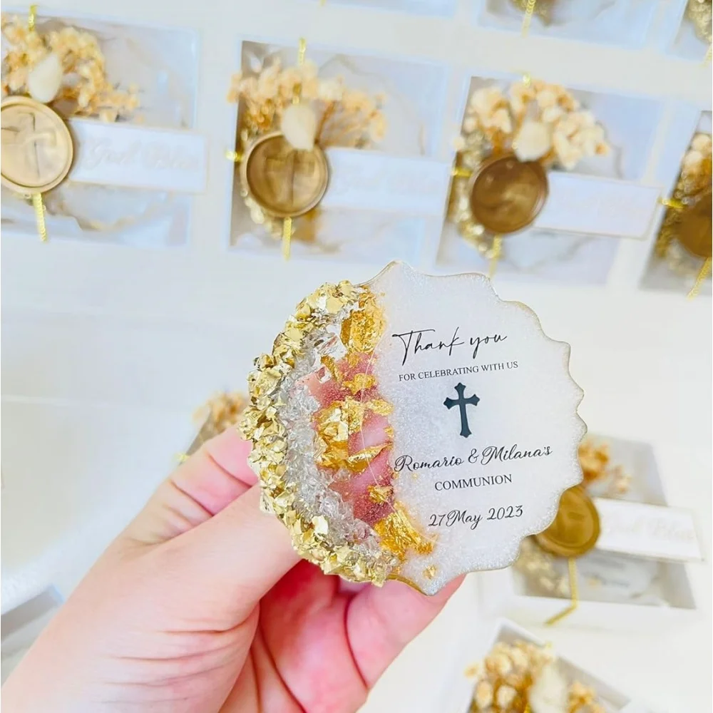 Personalized Baptism & Christening Epoxy Magnet Favor – Custom First Holy Communion Keepsake, Mi Bautizo Souvenir, Confirmation