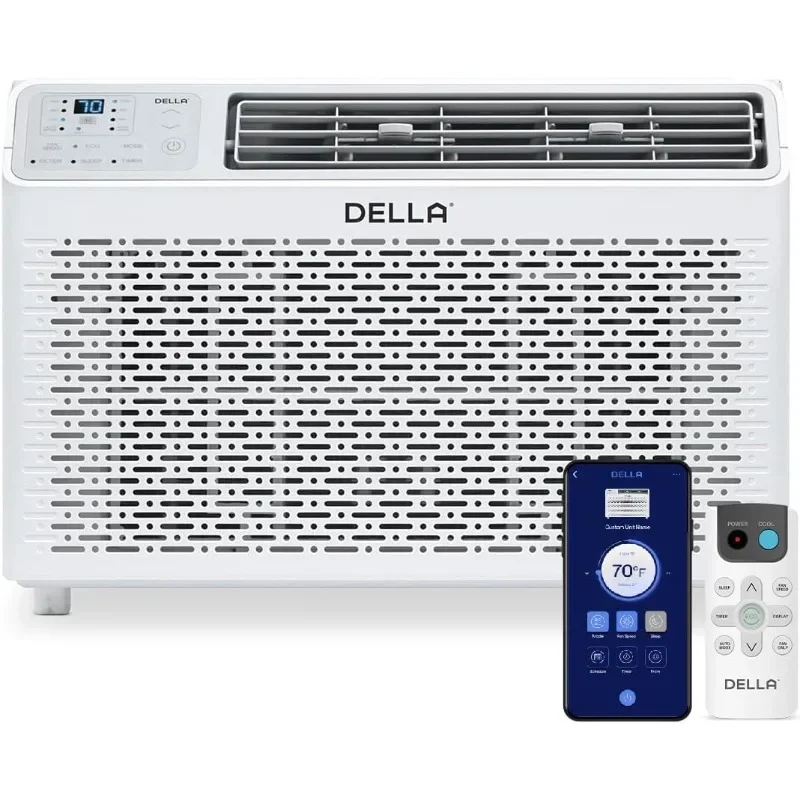 DELLA 10000 BTU Energy Saving Window Air Conditioner, Work with Alexa, Cools Up to 450 Sq. Ft, GEO Location