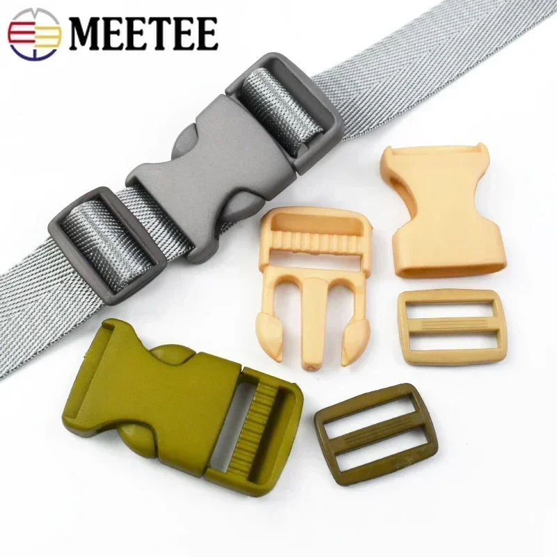 1/2/4/10Sets 20/25mm Plastic Release Buckle+Tri-Glide Sliders Clasp+Nylon Webbing Band Bag Strap Connector Buckles DIY Accessory