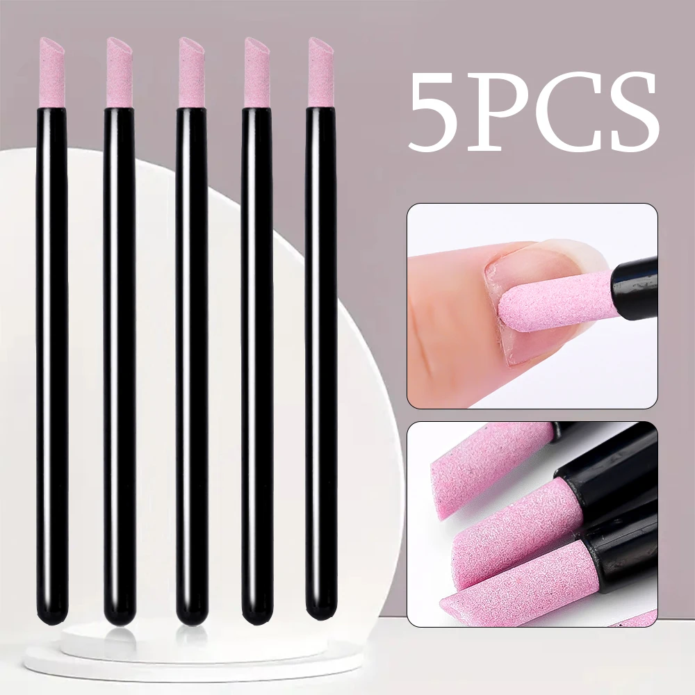 5pcs Dead Skin Remover Nail Quartz Stone Pen Exfoliating Nail Cuticle Remover Pusher Nail Grinding Pen Polish Manicure Art Tools