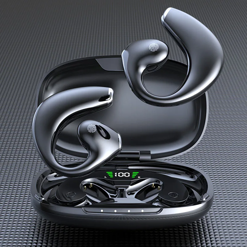 Drahtloses Bluetooth 5.3-Headset, Ohrbügel, Sport, Laufen, Ohrstöpsel, Typ-C-Ladekopfhörer, Knochenleitung, TWS mit Leistungsanzeige