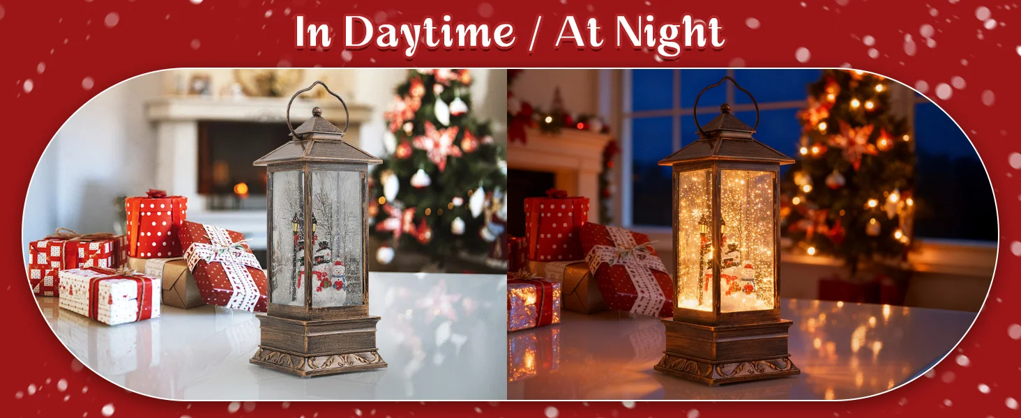 Создайте винтажный фонарь «Снежный глобус» с идеальной рождественской атмосферой и музыкой и освещением, двусторонняя мощность