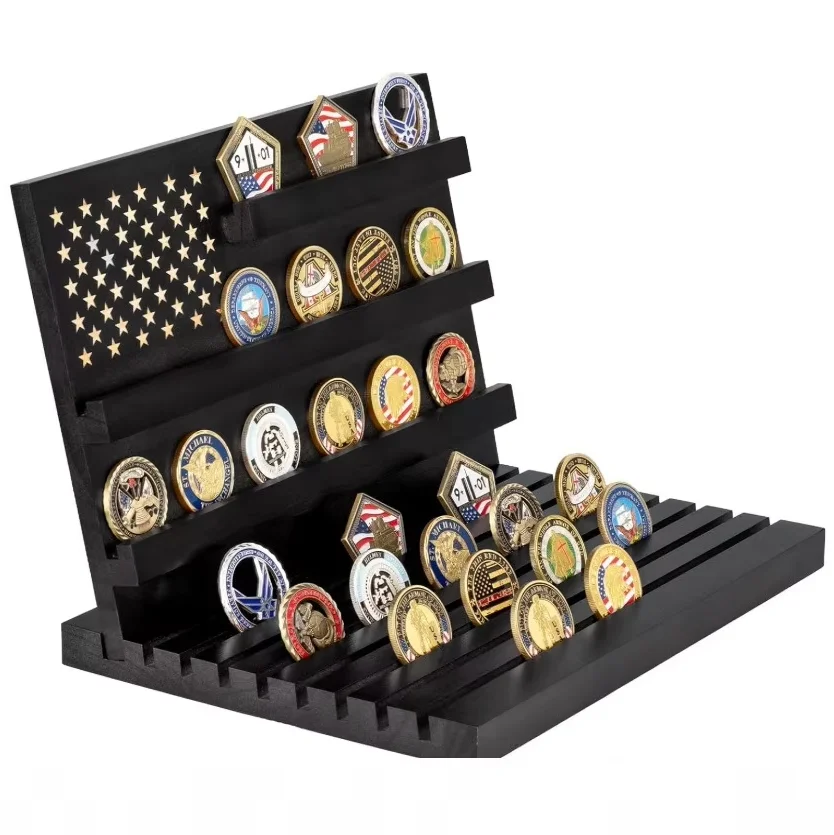 Wooden Coin Medal Display Stand Commemorative for Collectors Holder Rack Showcase Organizer for Medals Awards Coins Shelf