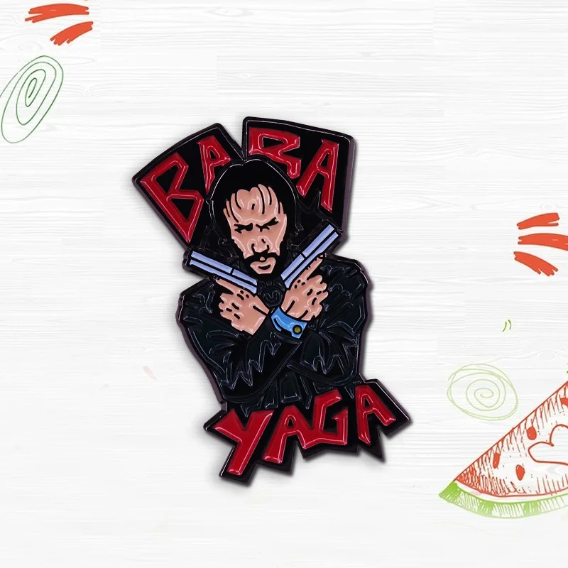 Horror Killer John Wick Lapel Pin Baba Yaga Legend Badge Great Actor Keanu Reeves Movie Fashion Jewelry Gifts Cartoon Brooch Pin