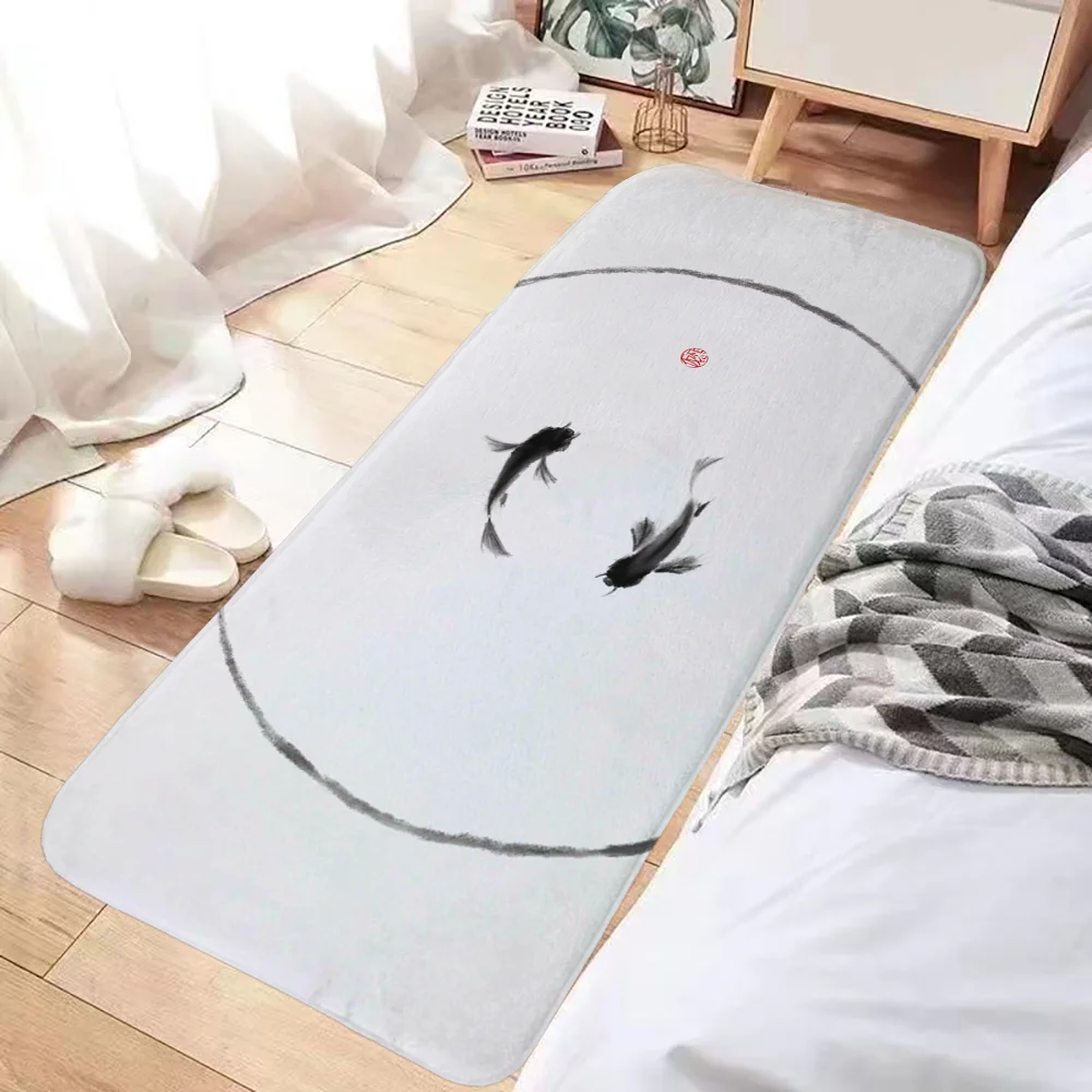 

Aesthetic Koi Rugs Bathroom Rug Floor Mats House Entrance Mat Non-slip Kitchen Mat Carpet for Kitchen Foot Door Bath Prayer Home