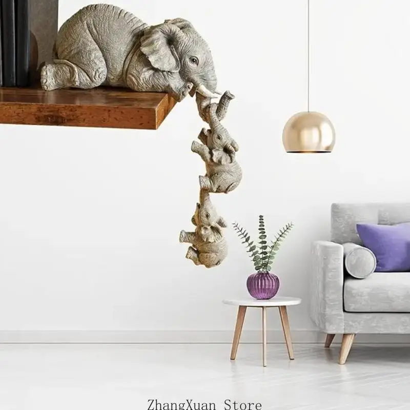Cartoon-Elefant-Statue aus Kunstharz zur Verschönerung des Familienraums mit natürlichem Charme, Elefantenfigur für Wohnzimmer – Detail 8