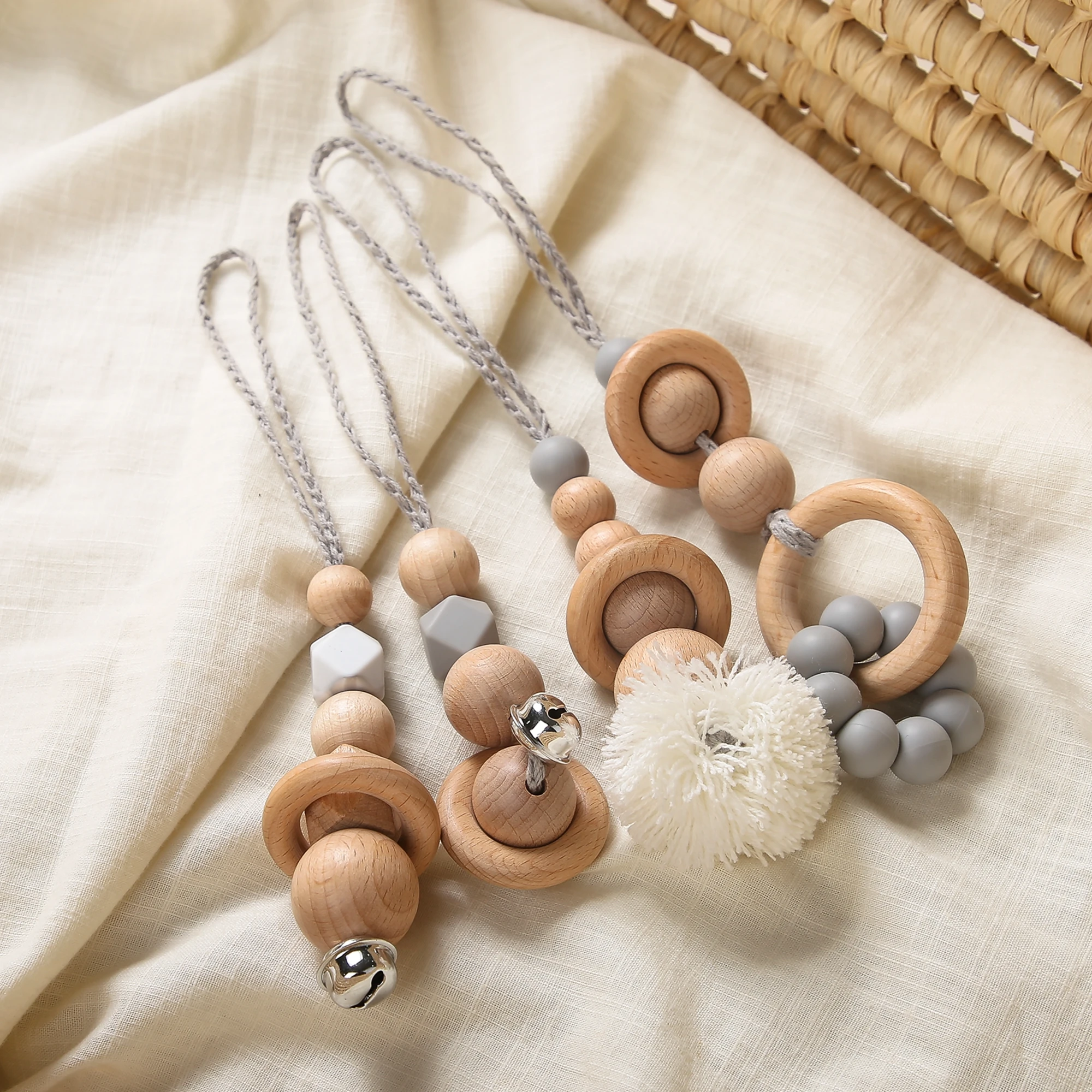 Wooden Fitness Rack Pendants With Plush Newborn Baby Gym Toy Hanging Ornaments Baby Rattle Toys for Children Kids Room Decor