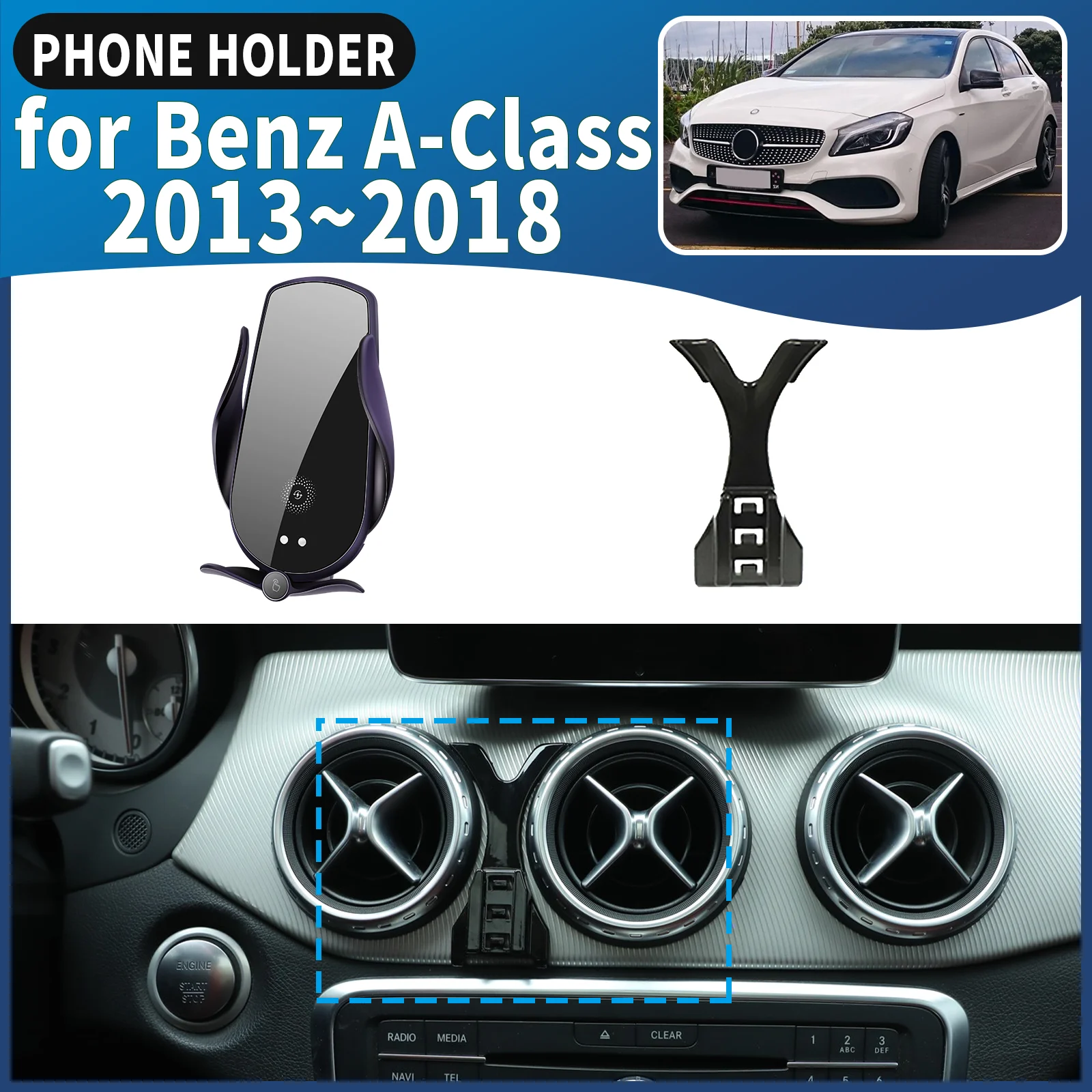fit for Mercedes-Benz A-Class 2013~2018 A45 AMG W176 Car Phone Holder Mount Vehicle-Specific GPS Navigation Easy Installation