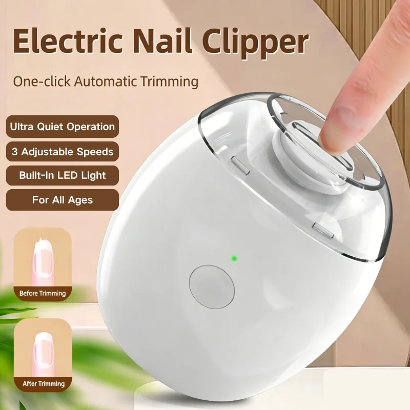 Elektrischer Nagelknipser mit Schleif- und Polierfunktion und Licht Automatischer Nagelschneider Wiederaufladbarer Nageltrimmer für Baby und Erwachsene