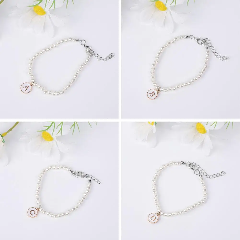 Elegant Simple Pearl Bracelet Bracelet With Minimalist Letter Shape Letter English Bracelet Bracelet Beads Chain Jewelry T2B7