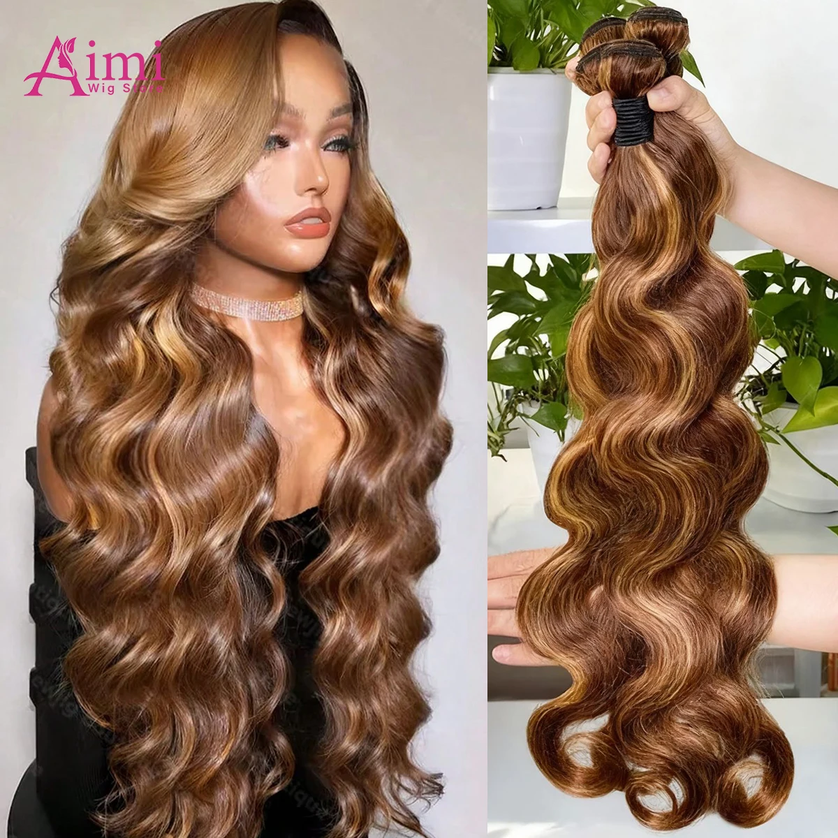 

16A Ombre Highlight Объемная волна Пучки человеческих волос 30 дюймов Remy Наращивание волос 4/27 Цветные человеческие волосы Бразильские пучки для женщин