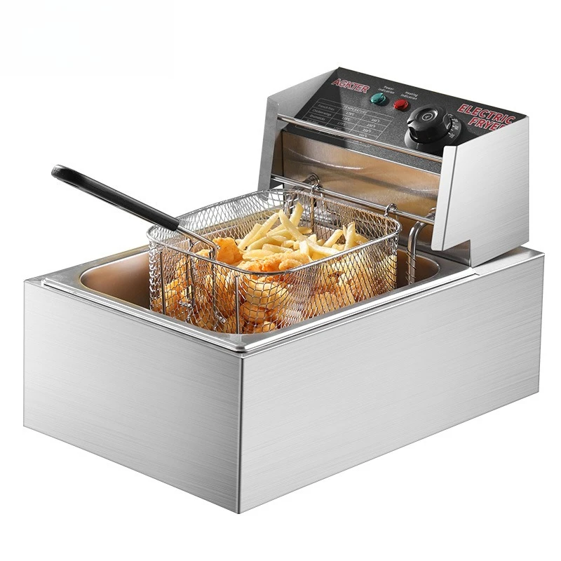 

Commercial electric fryer 6L single can stainless steel electric fryer fast food restaurant equipment