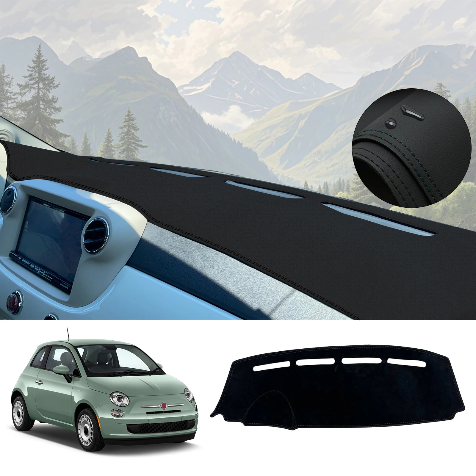 

for Fiat 500 2008-2023 for Abarth 595 2012-2023 Car Dashboard Cover Pad Dashmat Dash Mat Anti-Slip Sunshade Protective Carpet