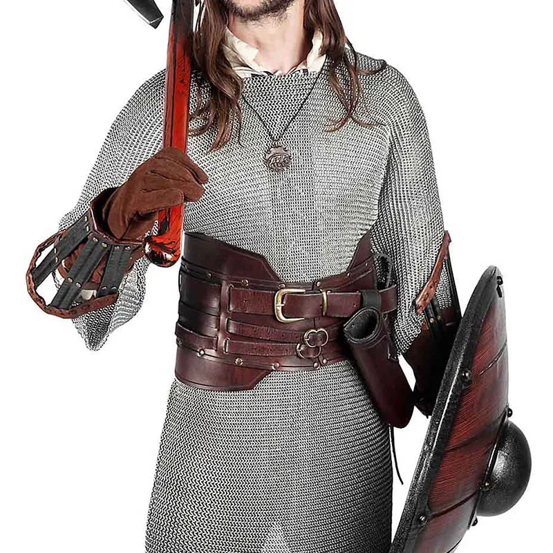 Fantasia pirata viking medieval para homens e mulheres, cinto largo vintage, armadura de cavaleiro, cosplay adulto, adereços extravagantes, acessórios, idade média