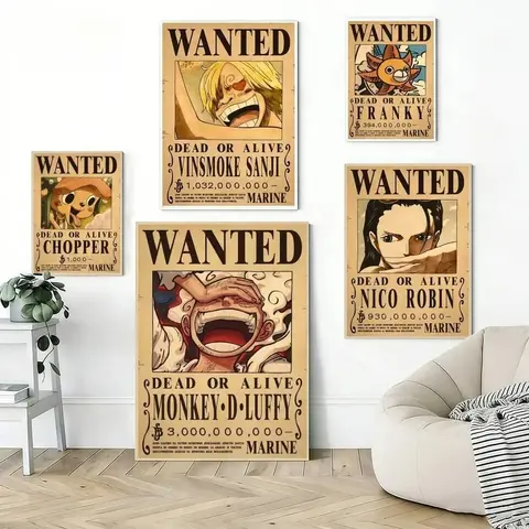 Anime One Piece Wanted Posters Canvas Painting Wall Art Luffy Sanji Chopper Robin Franky Print for Fan Room Decor