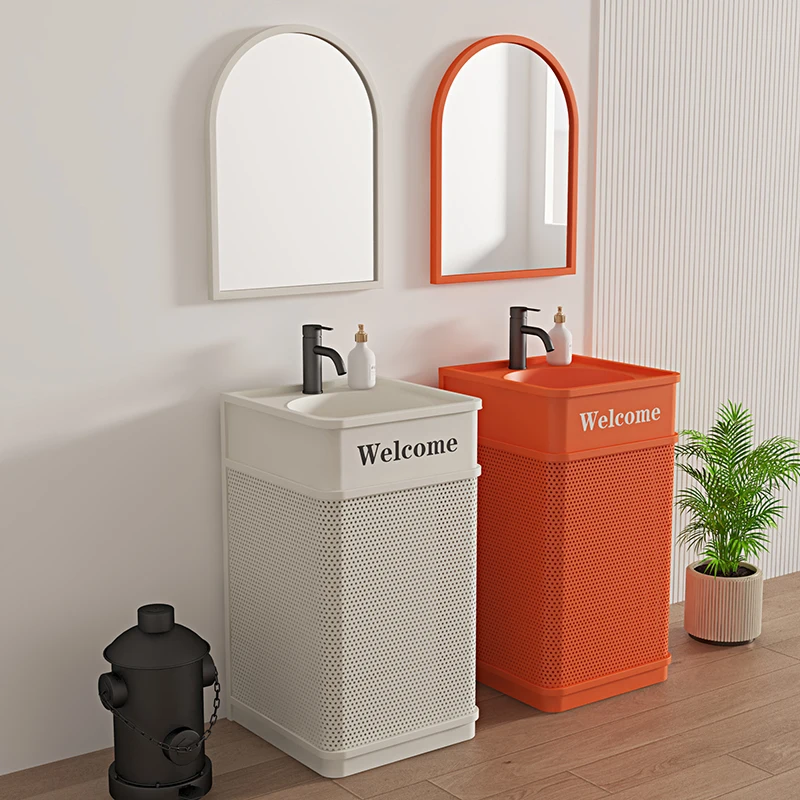 Lavabo de lujo ligero comercial de estilo Industrial, lavabo de columna de baño integrado de piso a techo, lavado de hotel en familia b