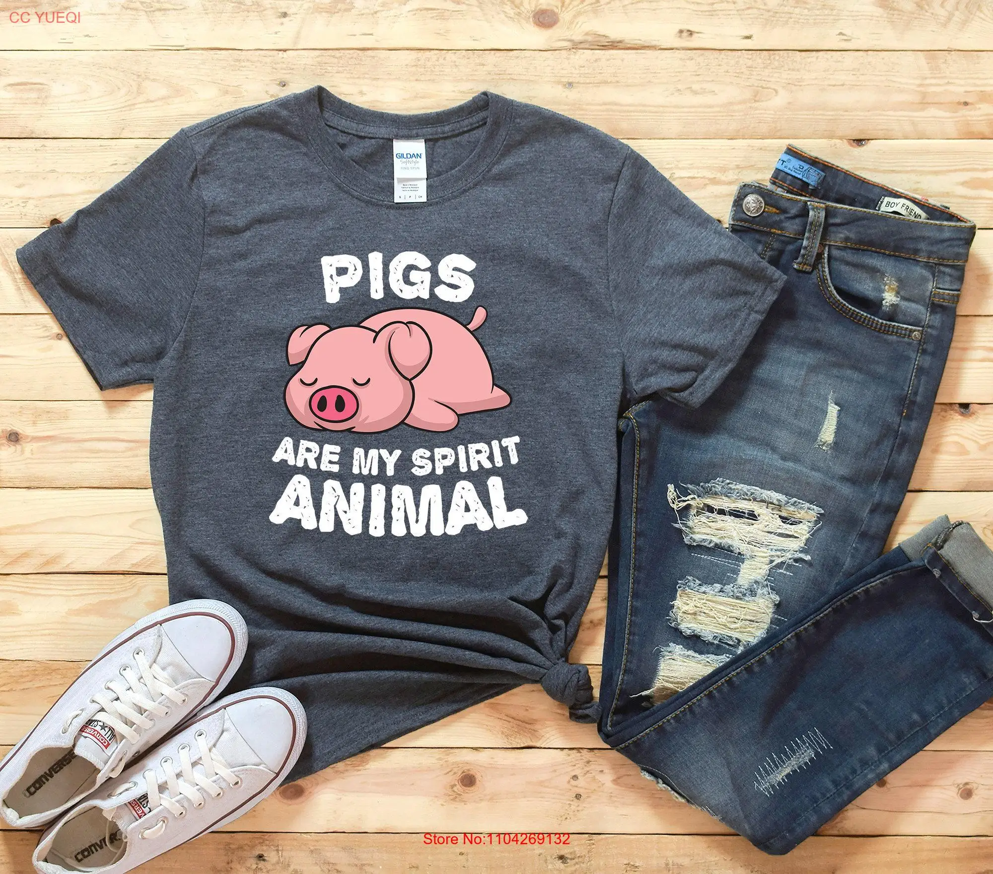 Los cerdos son mi espíritu Animal camiseta lindo Chibi Anime s estampado perezoso no hoy Nope mangas largas o cortas