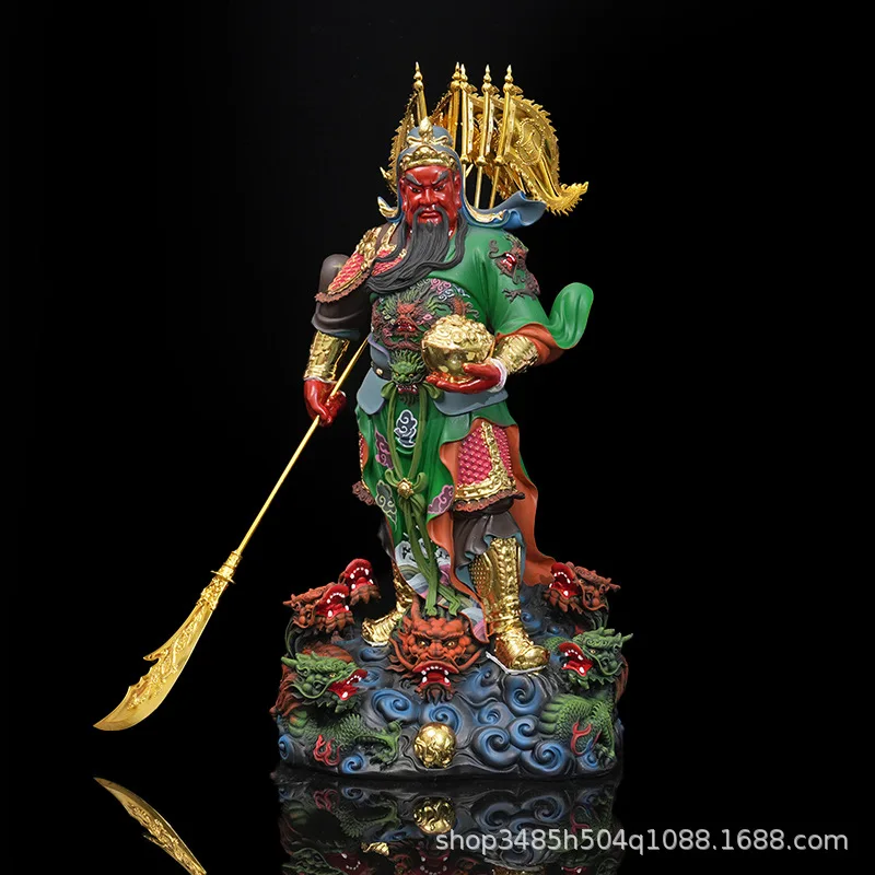 The statue of the god of martial arts Buddha carrying a knife Jiulong Guan Gong Yuanbao Guan Di Erye resin statue is dedicated t