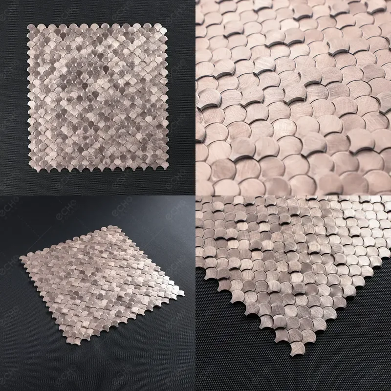 Style Gravity Aluminium 3d Metal Mosaic Bronze Color Mini Shell Shape for Wall Decoration
