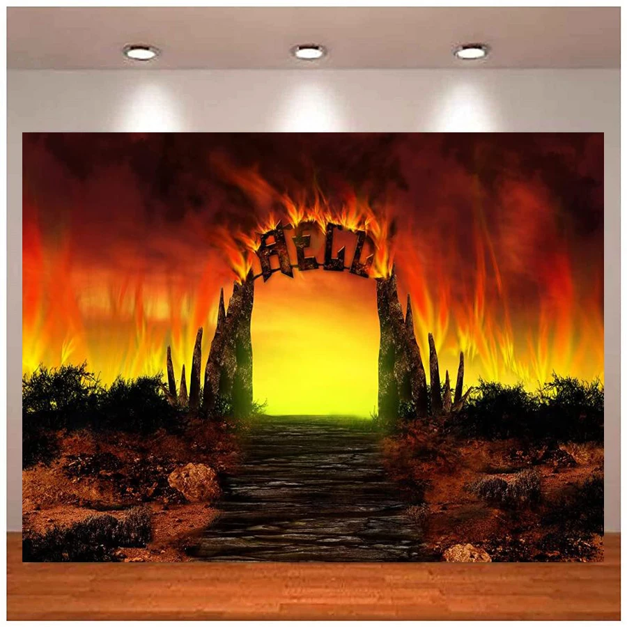 Hell Gate Photography Backdrop Hellfire Stairway to Hell Background Christian Religious Belief Church Event Party Decorations