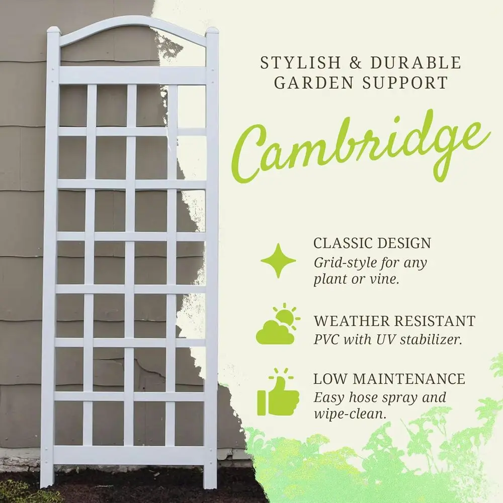 Vinyl Trellis Wall Mount, 28 x 75, White - Decorative Indoor/Outdoor Lattice Stand for Climbing Plants
