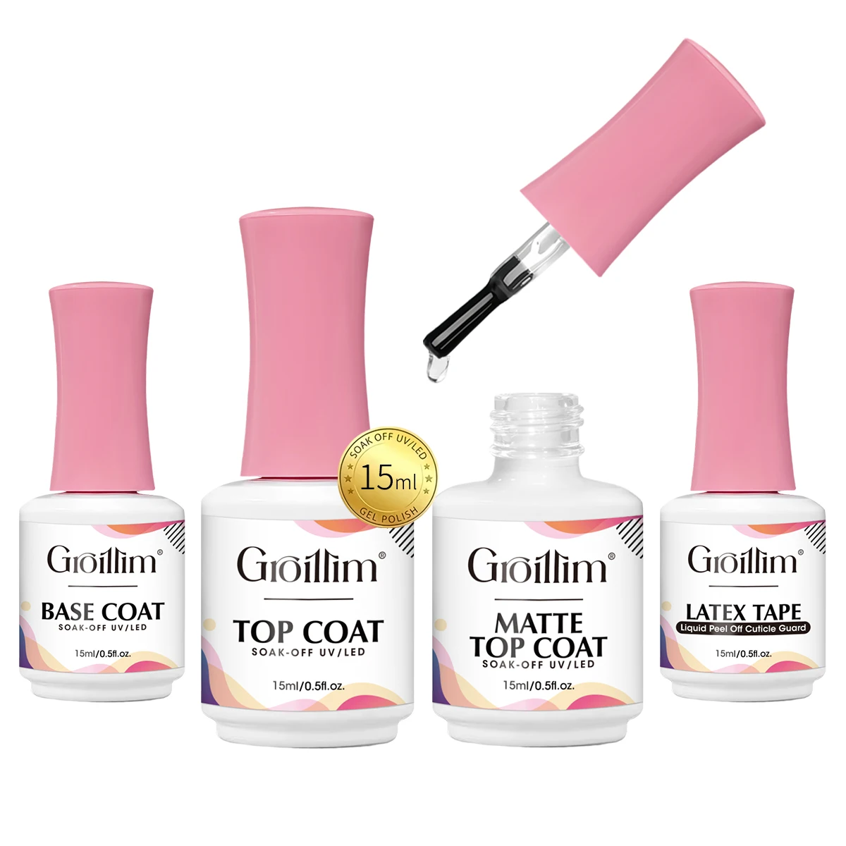 

Набор из 4 предметов: базовое покрытие + верхнее покрытие + матовое верхнее покрытие + гель-лак с защитой от размазывания. Матовая отделка с длительным блеском. Вода-