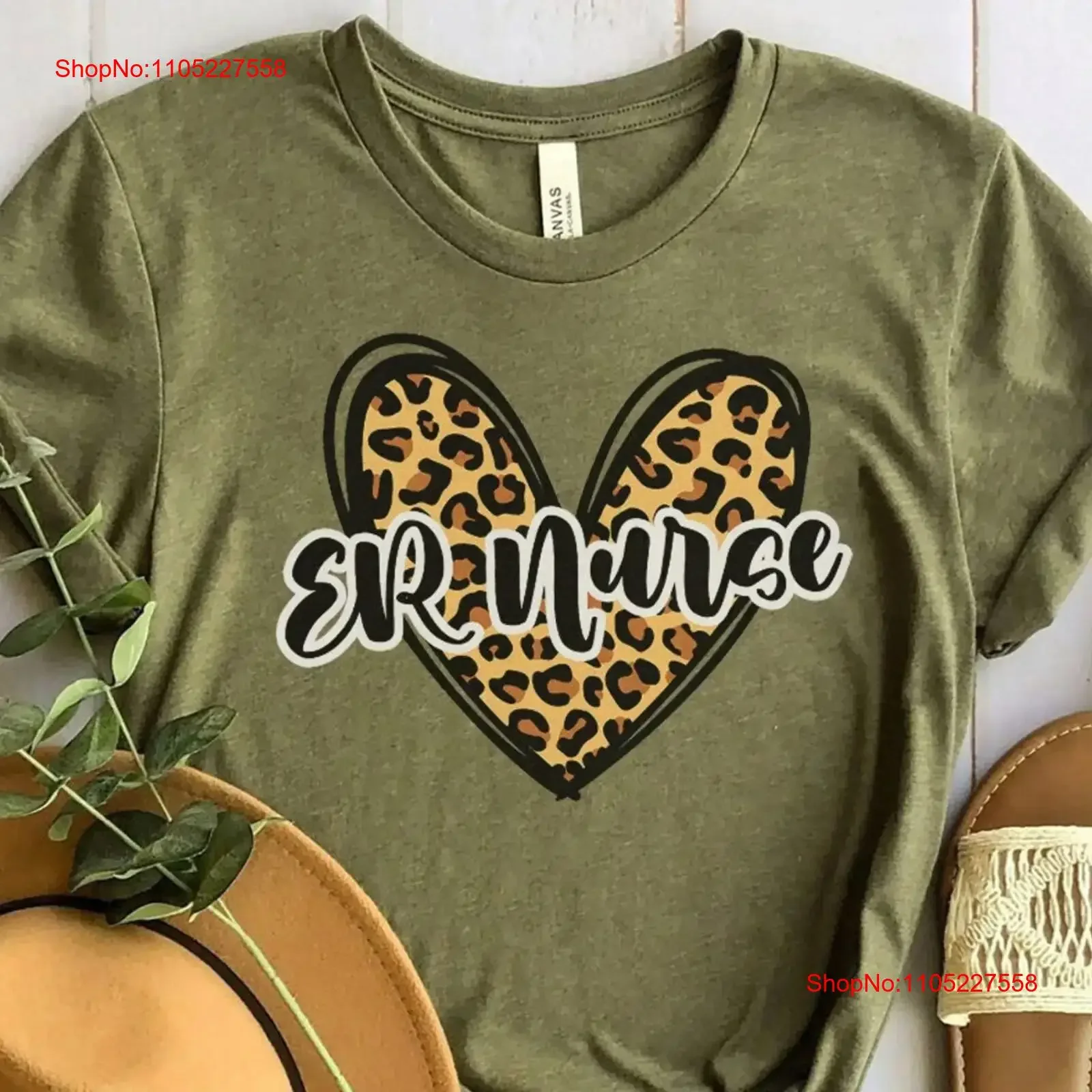 for ER ED Nurse Leopard Heart Emergency Room Rn T shirt New grad Nursing School graduate Nurses Week Appreciation vintage