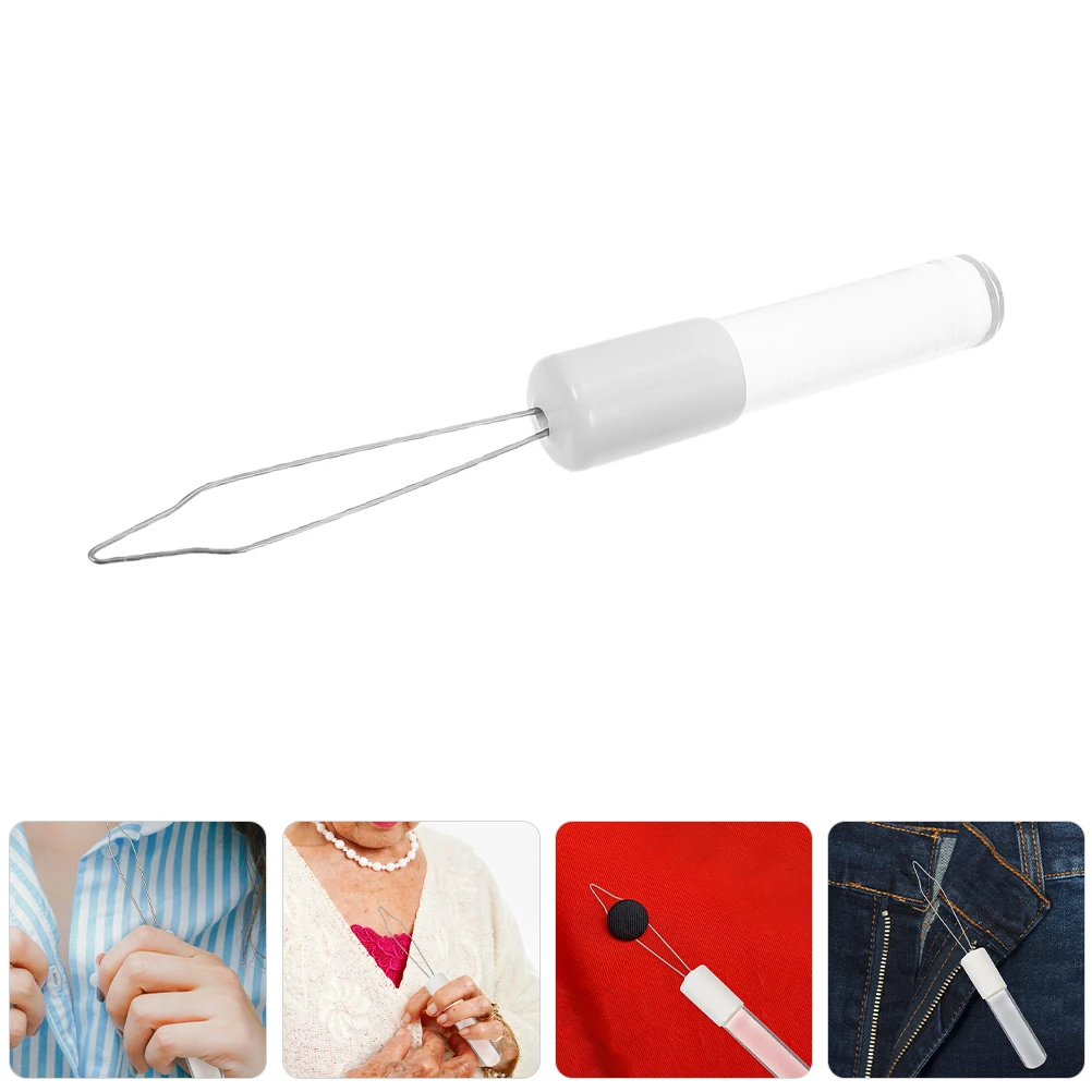 

2Pcs Button Threader Hook Steel Fixer Quick Attachment Zipper Puller Dressing Aid Tool Portable Seniors Helper Pants Shirt