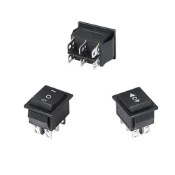 5pcs KCD4 6 Pin Black Rocker Switch ON-OFF-ON 3 Position 16A 250VAC/ 20A 125VAC Self-reset Momentary Power Switch