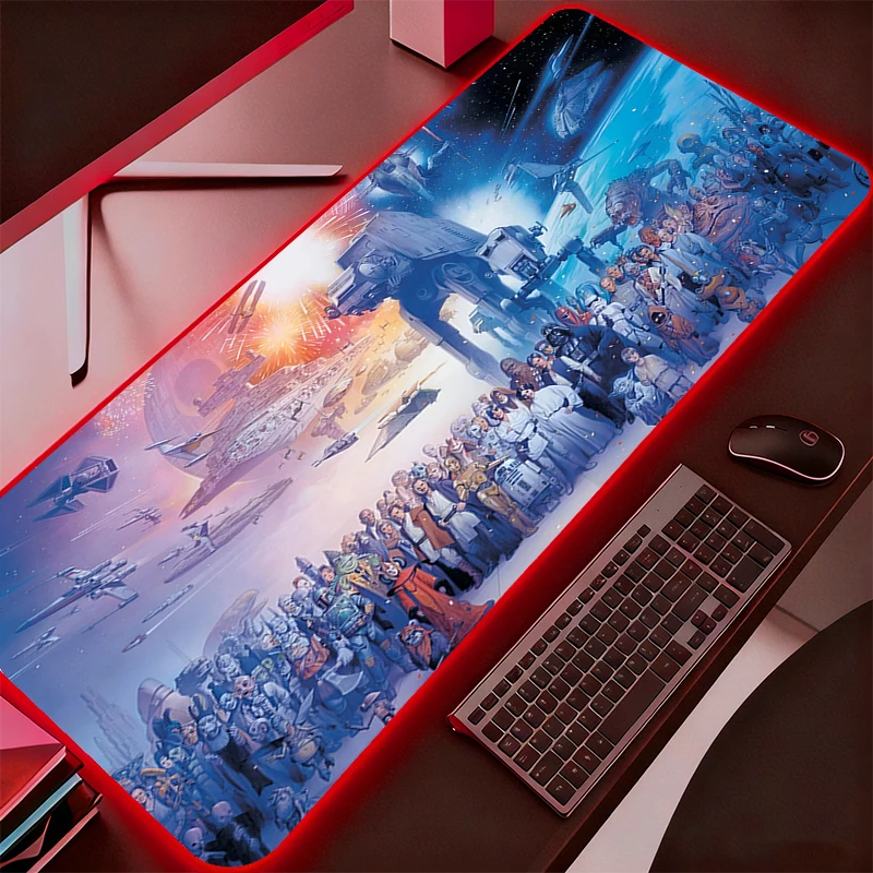 

RGB Mouse Pad Star Wars Game Rubber Backlight Pc Keyboard Laptop Computer Speed LED Desk Mat Gaming Acessories Mousepad