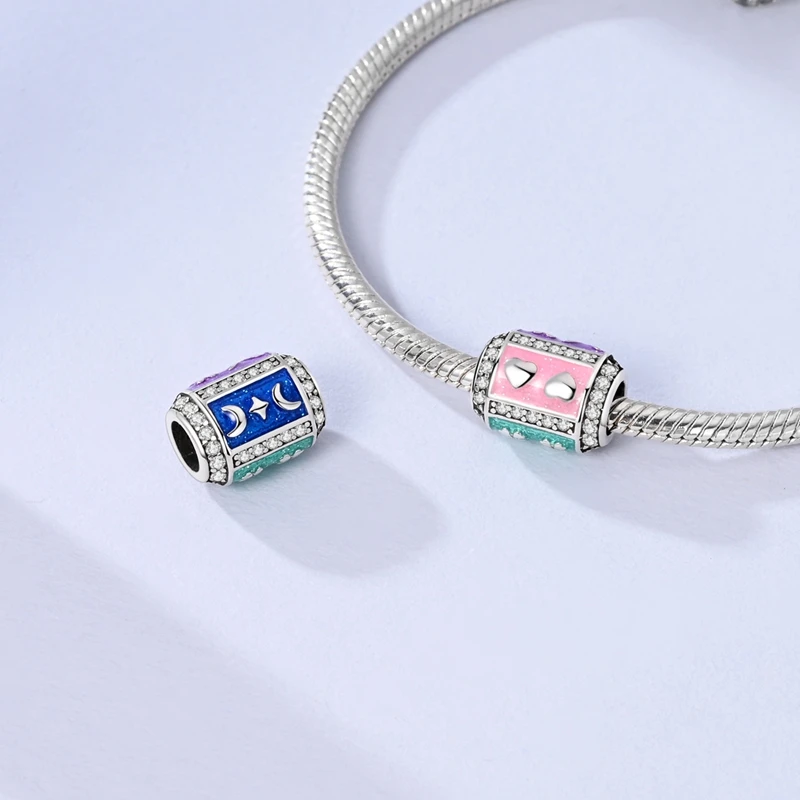 925 sterling silver jewelry bead peach heart powder zirconium jewelry fit original factory jewelry bracelet jewelry gift