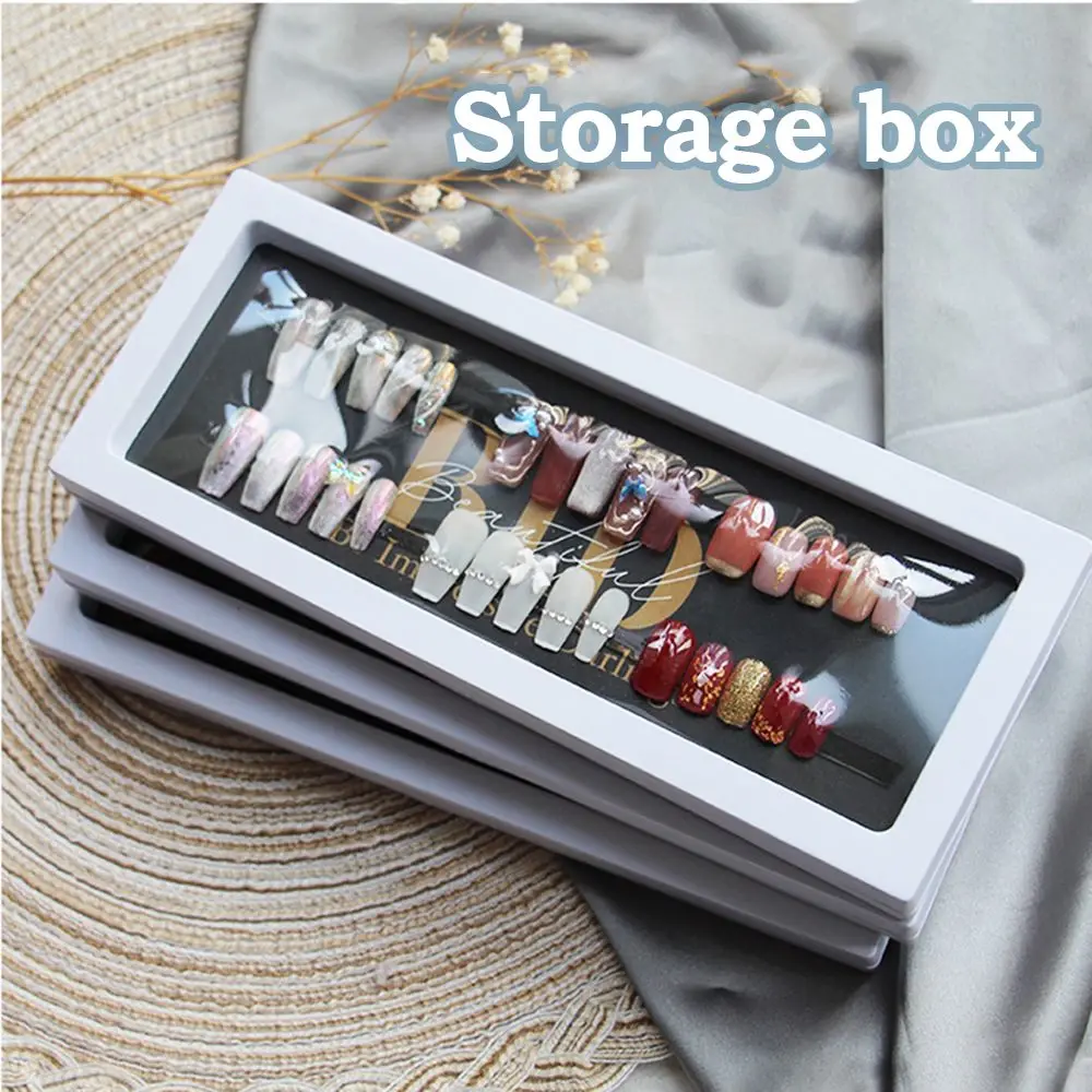 Fall Gefälschte Nagel Sammlung Bord Nagel Tipps Display Container Nagel Lagerung Box Transparent Platz Flip Box Falsche Nagel Organizer