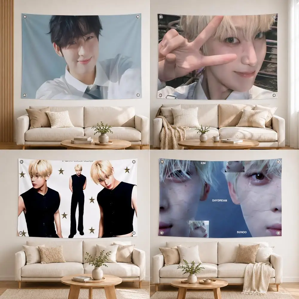 Singer Kim Sunoo Flags Home Yard Garden Wall Hanging Flag Indoor Outdoor Banner Decor for Patio Backdrop Art